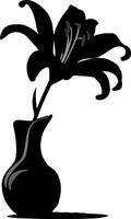 A captivating silhouette image of flower with vase vector