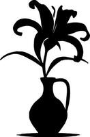 A captivating silhouette image of flower with vase vector