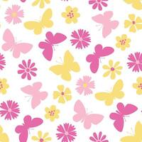 Flowers and Butterflies Background Pattern illustration vector