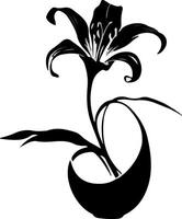 A captivating silhouette image of flower with vase vector