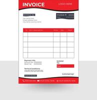 modern and simple invoice template design with red and black color vector