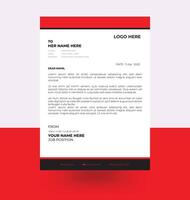 letterhead elegant black and red letterhead design template vector