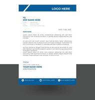 letterhead elegant blue and white letterhead design template vector