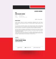 letterhead elegant red and black letterhead design template vector