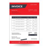modern and simple invoice template design with red and black color vector