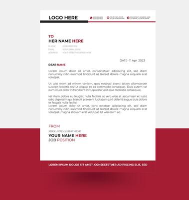 letterhead elegant red and black letterhead design template
