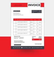 modern and simple invoice template design with red and black color vector