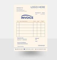 simple white and yellow and white invoice template design vector