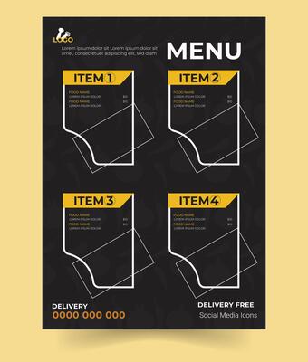Modern Restaurant Menu design, menu design template with yellow color