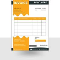 simple white and yellow and white invoice template design vector