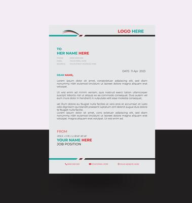 letterhead elegant red and normal black letterhead design template