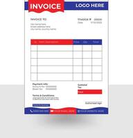 modern and simple invoice template design with red and black color vector