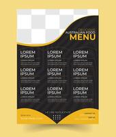 Modern Restaurant Menu design, menu design template with yellow color vector