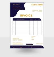 simple white and yellow and white invoice template design vector