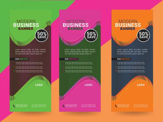 Business and Restaurant Roll Up Banner Design, Business Roll Up Banner Template, Company Advertising Banner template