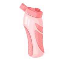 Pink water bottle with grip details. Healthy lifestyle and hydration concept. vector