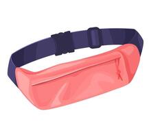 Pink and navy blue running waist pack with adjustable strap and zippered pocket isolated. Fitness and lifestyle accessory concept. vector