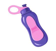 Sports water bottle. Digital graphic in pink and purple. Healthy lifestyle and hydration concept. vector