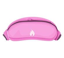 Pink running waist pack with flame motif and zippered pocket isolated. Active lifestyle and safety gear concept vector