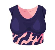 Sports bra with pattern in pink and dark blue. Active wear and fitness apparel concept. vector