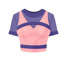 Illustration of a pink and purple cropped sports top. Modern fitness apparel concept. Design for sportswear advertising and promotional materials. vector