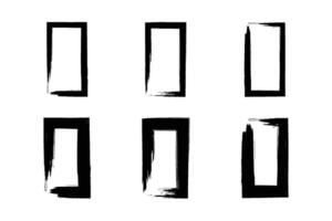 Vertical Rectangle Shape Thin Line grunge shape Brush stroke pictogram symbol visual illustration Set vector