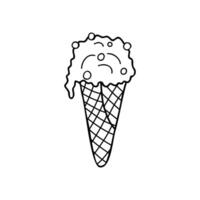 Doodle clipart ice cream cone with chocolate drops. vector