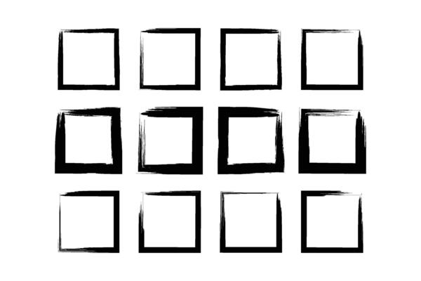 Square Shape Bold Line grunge shape Brush stroke pictogram symbol visual illustration Set