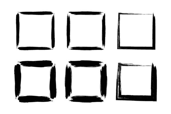 Square Shape Bold Line grunge shape Brush stroke pictogram symbol visual illustration Set