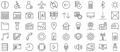 teléfono y tableta línea pictograma símbolo visual ilustración conjunto vector