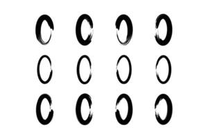 Vertical Oval Shape Bold Line grunge shape Brush stroke pictogram symbol visual illustration Set vector