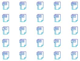 File Formats Line Gradient Icon pictogram symbol visual illustration Set vector