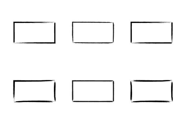 Horizontal Rectangle Shape Thin Line grunge shape Brush stroke pictogram symbol visual illustration Set