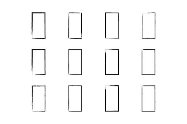 Vertical Rectangle Shape Glyph grunge shape Brush stroke pictogram symbol visual illustration Set