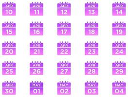 Calendar Glyph Gradient Icon pictogram symbol visual illustration Set vector