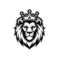 illustration of a logo of a lion head wearing a crown vector