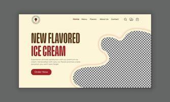 Ice cream website landing page, ice cream website home page, ice cream website header banner design, ice cream shop website hero section UI template vector