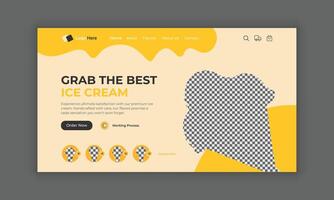 Ice cream website landing page, ice cream website home page, ice cream website header banner design, ice cream shop website hero section UI template vector