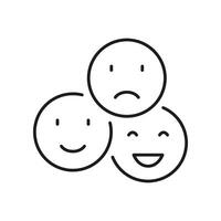 Happy Smile, Positive Face, Sad Emoticon Line Icon. Feedback, User Experience Outline Symbol. Emoji Set Linear Pictogram. Customer Satisfaction Sign. Editable Stroke. Isolated Illustration vector