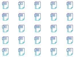 File Formats Line Gradient Icon pictogram symbol visual illustration Set vector