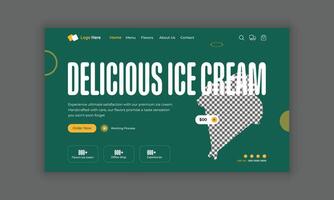 Ice cream website landing page, ice cream website home page, ice cream website header banner design, ice cream shop website hero section UI template vector