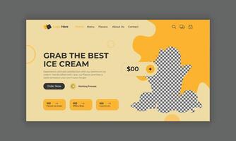 Ice cream website landing page, ice cream website home page, ice cream website header banner design, ice cream shop website hero section UI template vector