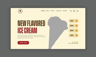 Ice cream website landing page, ice cream website home page, ice cream website header banner design, ice cream shop website hero section UI template vector