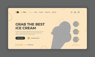 Ice cream website landing page, ice cream website home page, ice cream website header banner design, ice cream shop website hero section UI template vector