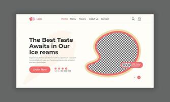 Ice cream website landing page, ice cream website home page, ice cream website header banner design, ice cream shop website hero section UI template vector