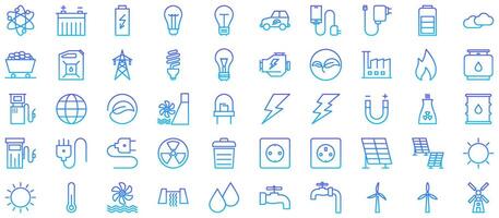 Energy Line Gradient Icon pictogram symbol visual illustration Set vector