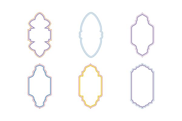 Islamic Vertical Frame Design double lines Outline Linear Colerful silhouettes Design pictogram symbol visual illustration