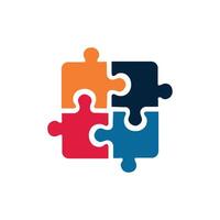 abstract puzzle pieces logo coming together in harmony vector