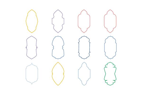 Islamic Vertical Frame Design Thin Line silhouettes Design pictogram symbol visual illustration Colerful