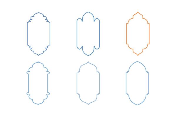 Islamic Vertical Frame Design Thin Line silhouettes Design pictogram symbol visual illustration Colerful